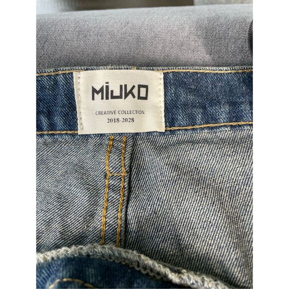 Mijko Zipper Jeans Mens 2XL Blue Gradient Baggy Denim Y2K Statement Streetwear - Picture 9 of 16